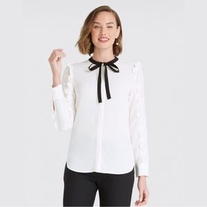 Draper James Tie-Neck Button Blouse